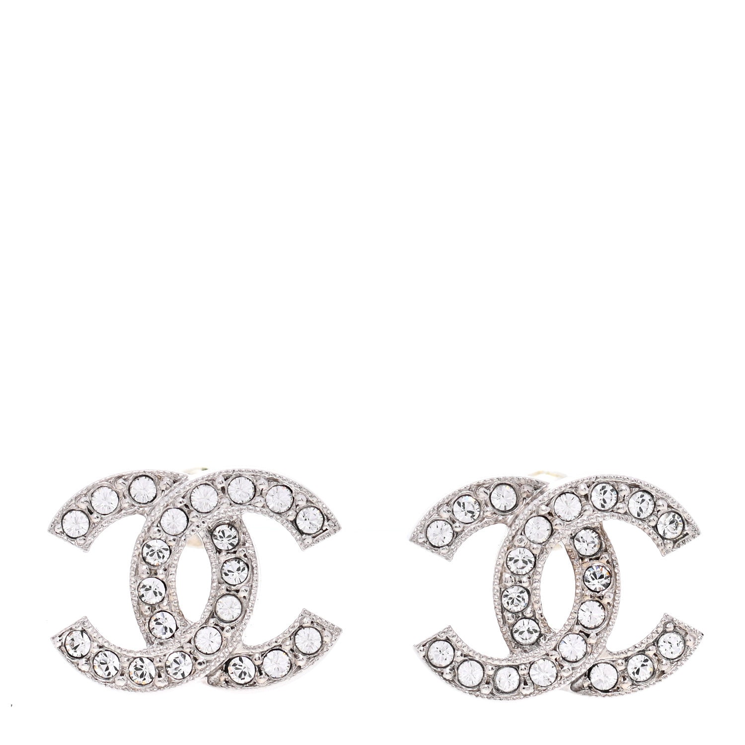 Chanel Crystal CC Earrings Silver 1 of 4