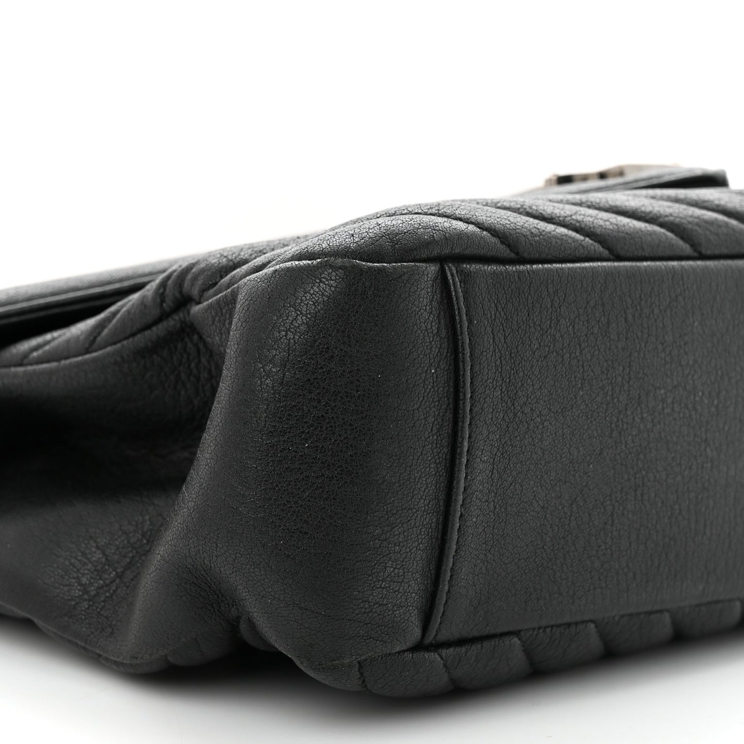 Sheepskin Matelasse Chevron Monogram Large College Satchel Black