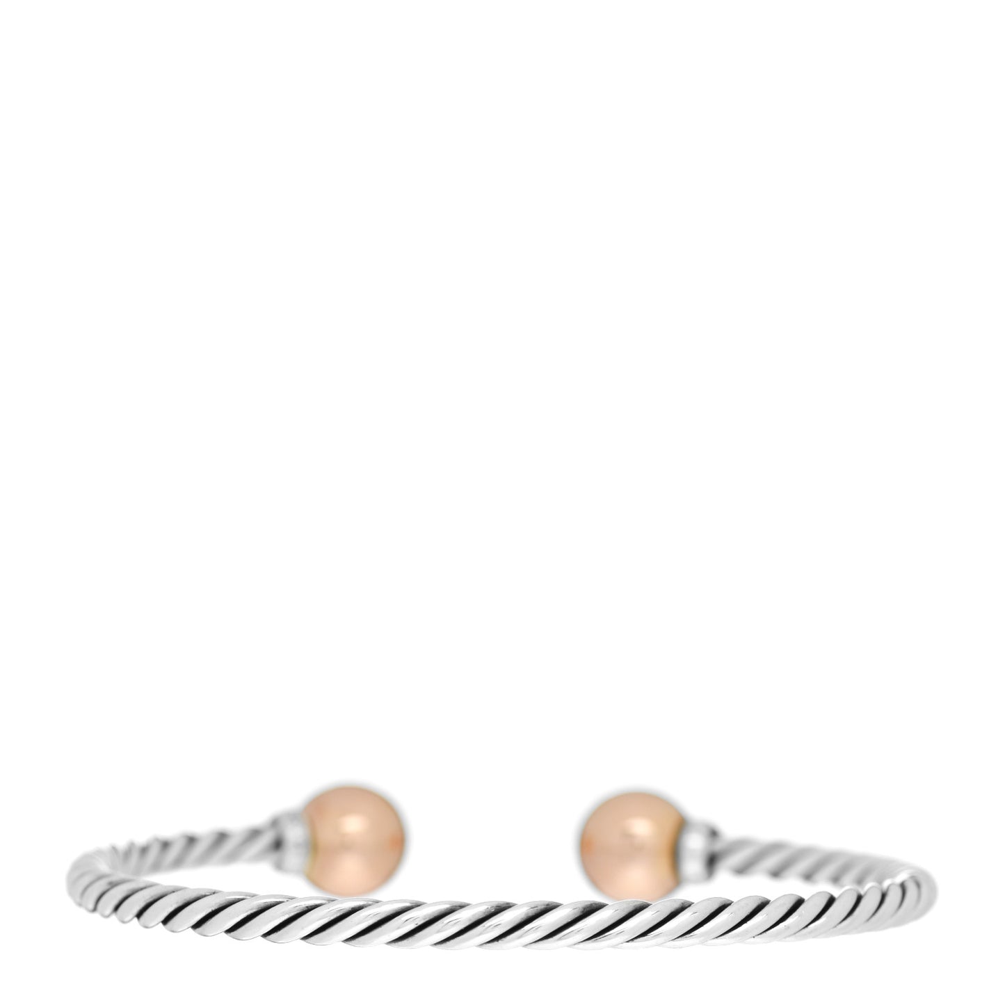 Sterling Silver 18K Rose Gold Diamond 9mm Solari Bead Bracelet