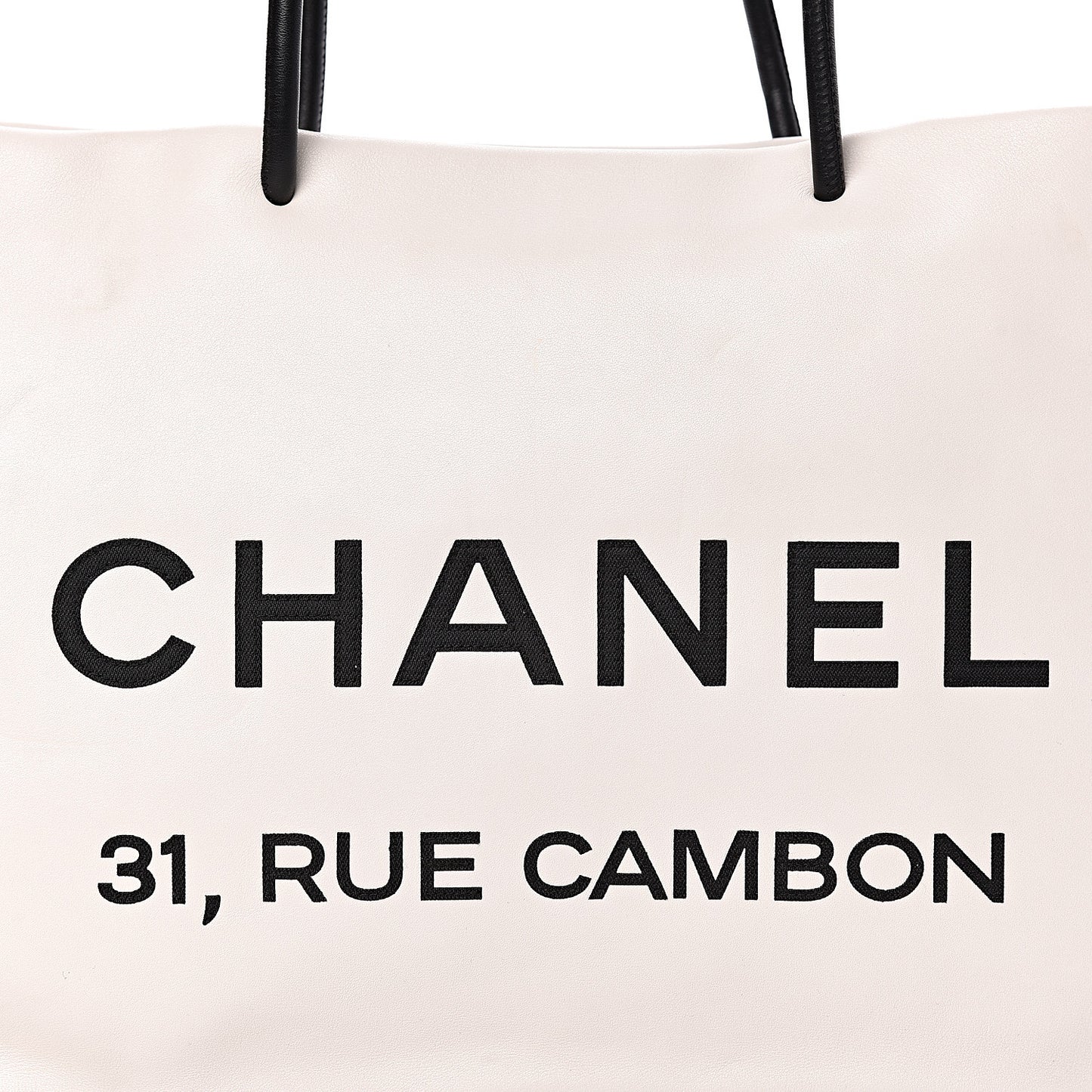Calfskin Large Essential 31 Rue Cambon Tote White Black