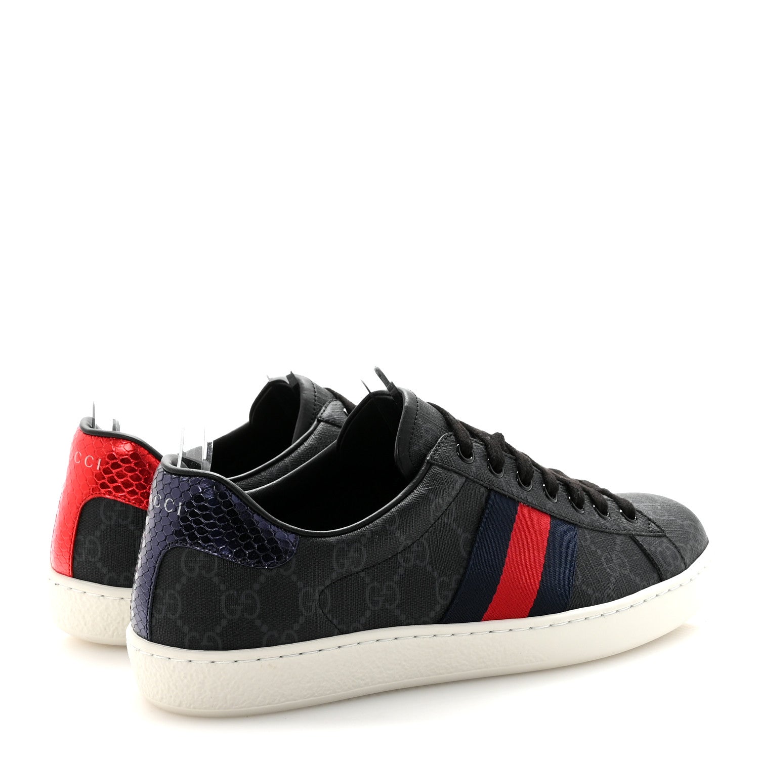 Gucci GG Supreme Monogram Ayers Web Mens New Ace Sneakers 8 Black 5 of 10