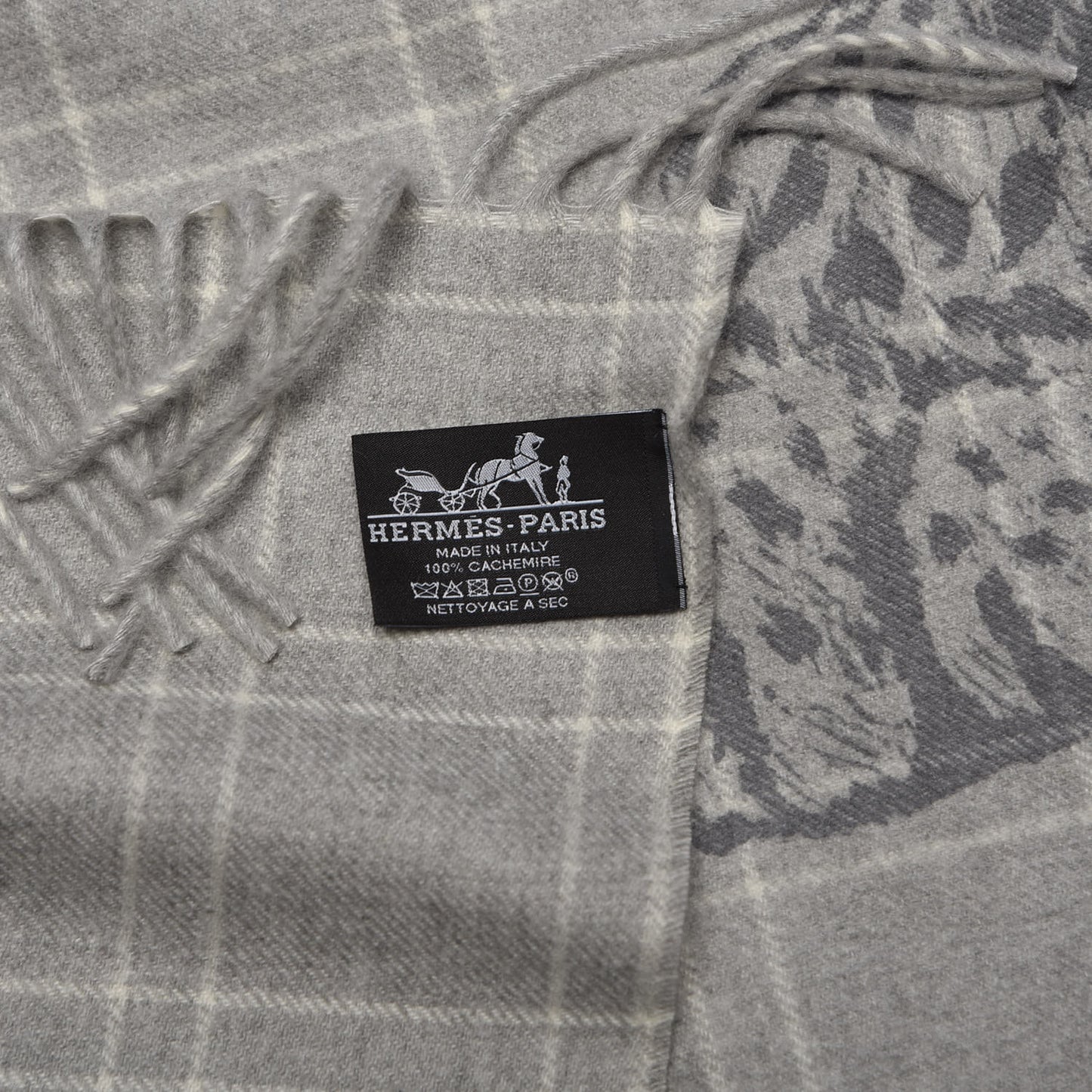 Cashmere Leosquare Blanket Gris