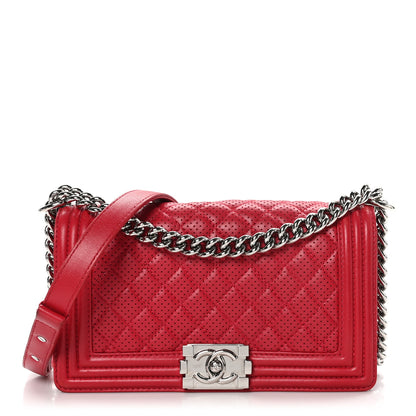 Chanel Perforated Lambskin Quilted Medium Boy Flap Red 1 of 10