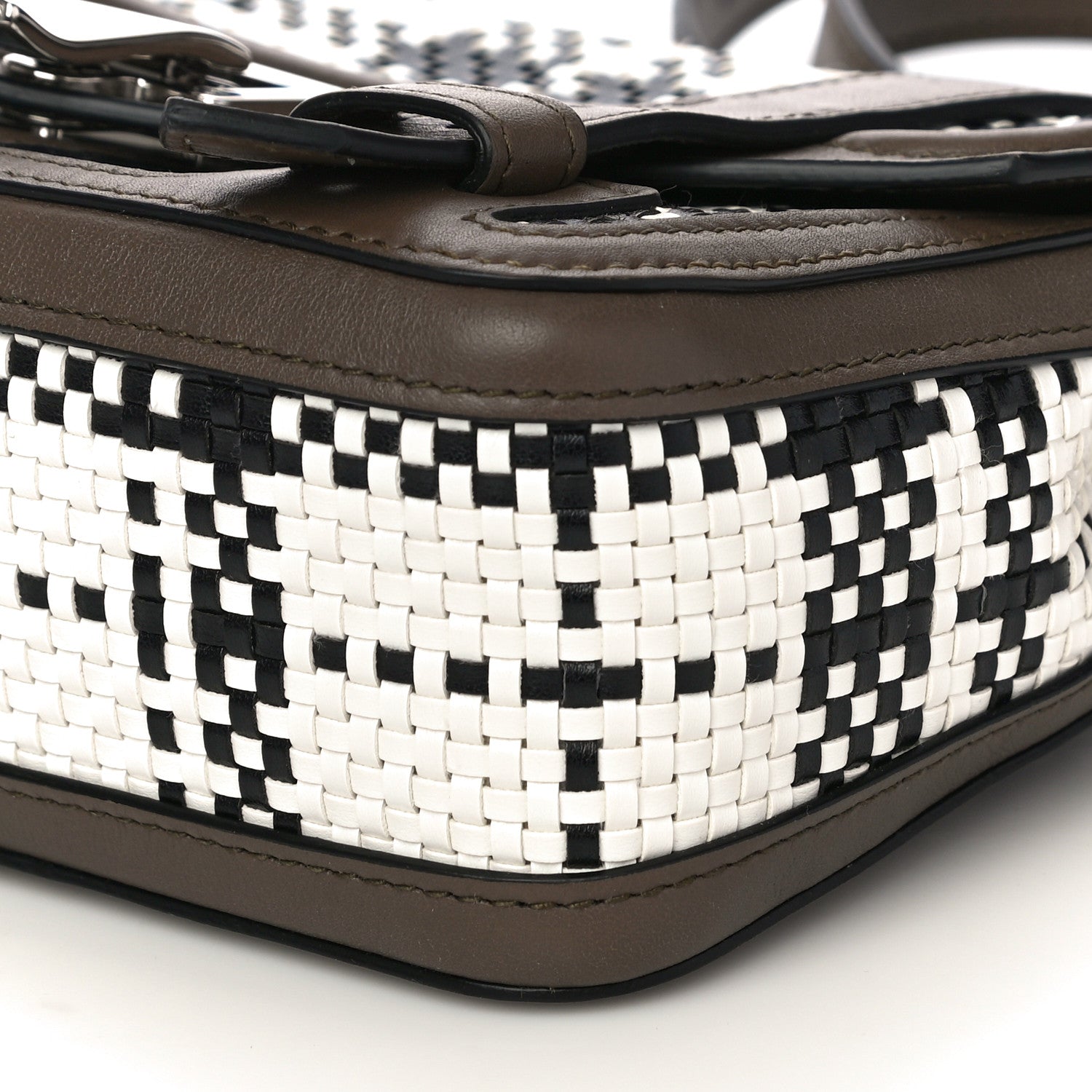 Proenza Schouler Woven Calfskin PS1 Medium Satchel Optical White Black Dark Bay Leaf 8 of 8
