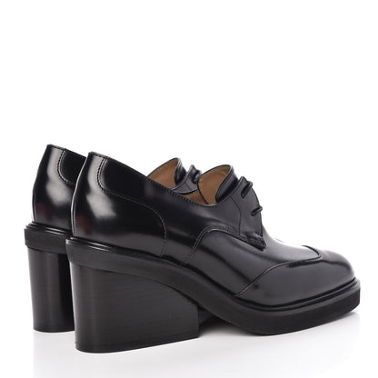 Hermes Tuscan Calfskin Nadege 70 Derby Pumps 37 Black 5 of 9