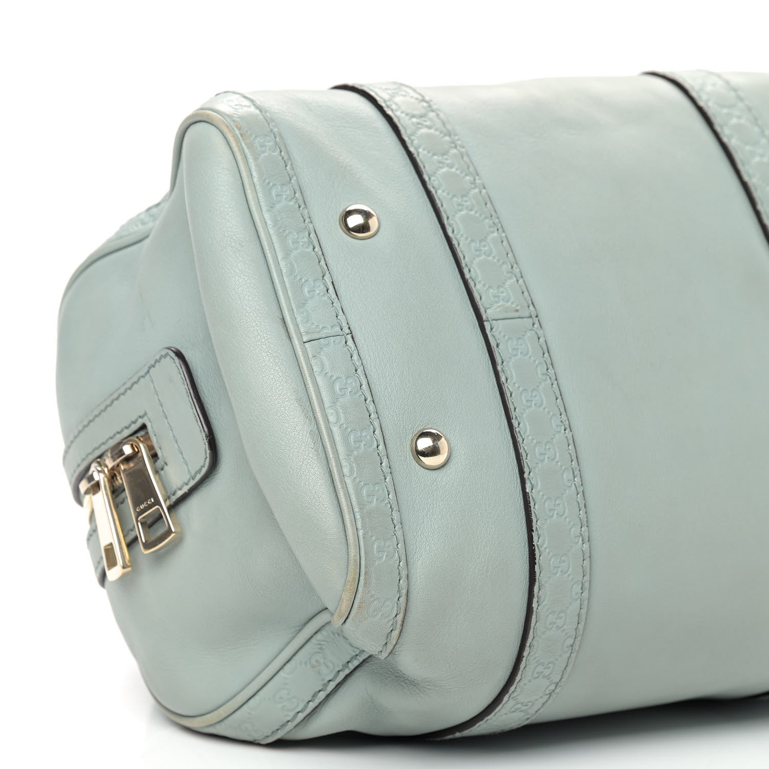 Gucci Calfskin Microguccissima Trim Small Boston Light Blue 8 of 14