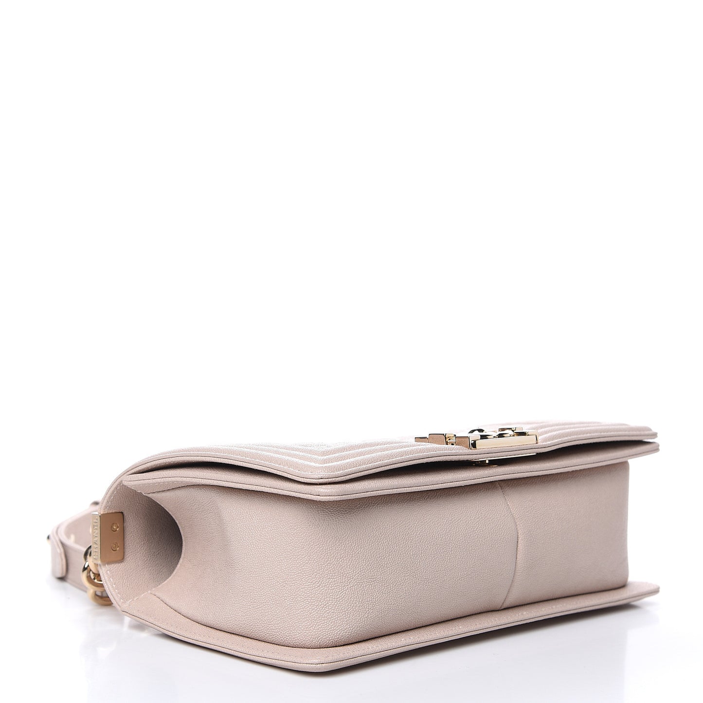 Iridescent Caviar Quilted Medium Boy Flap Light Beige