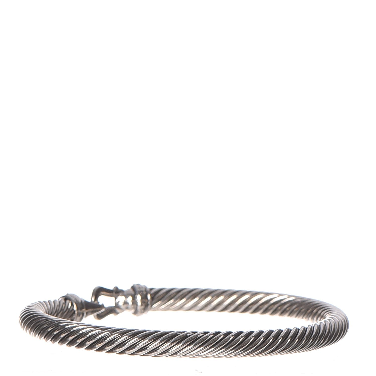 David Yurman Sterling Silver Diamond 5mm Cable Buckle Bracelet 3 of 4