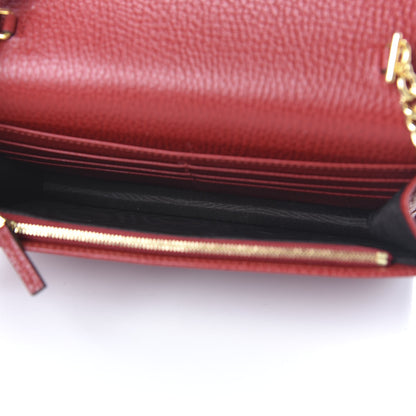 Gucci Dollar Calfskin Mini GG Marmont Chain Wallet Hibiscus Red 5 of 10