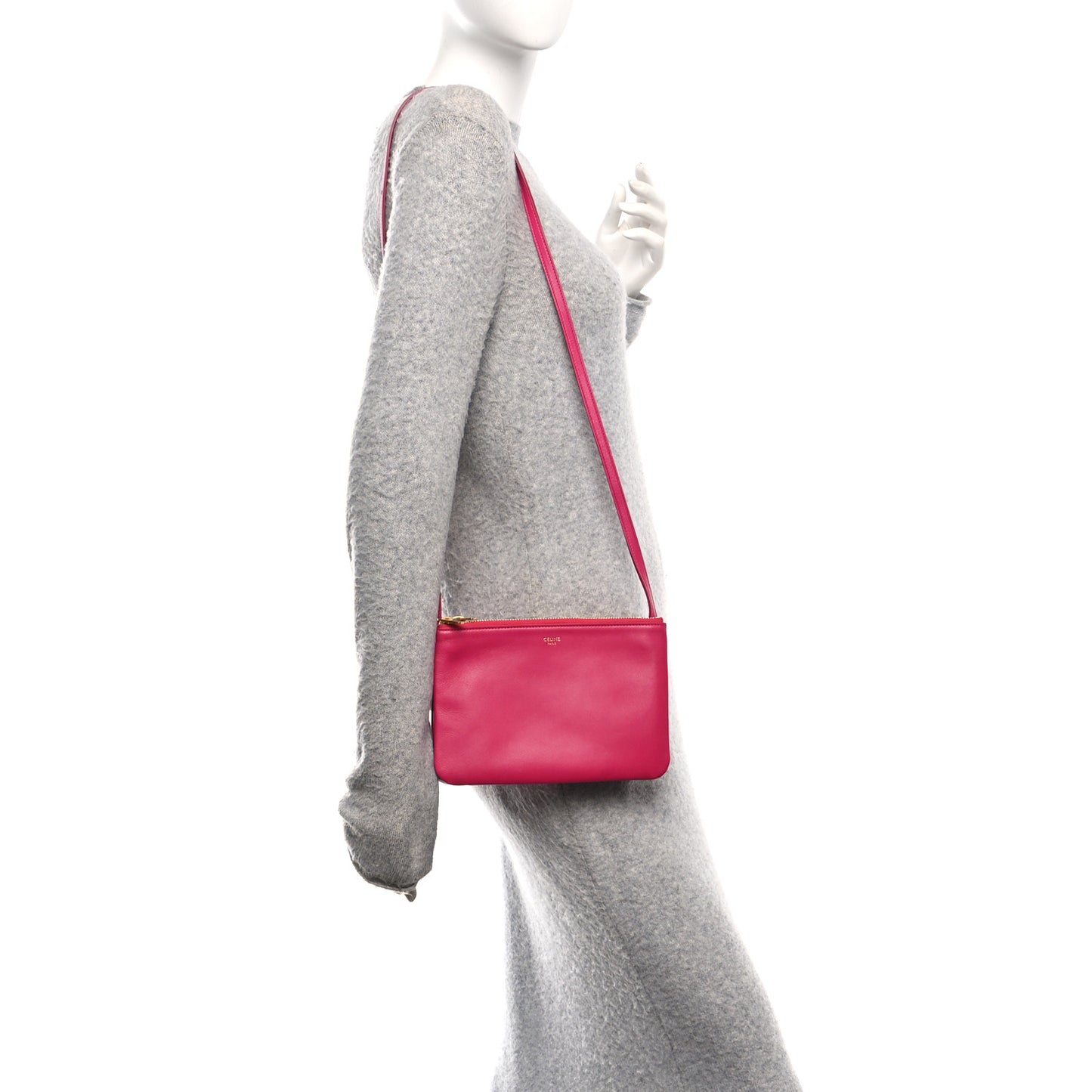 Lambskin Small Trio Crossbody Bag Fuchsia