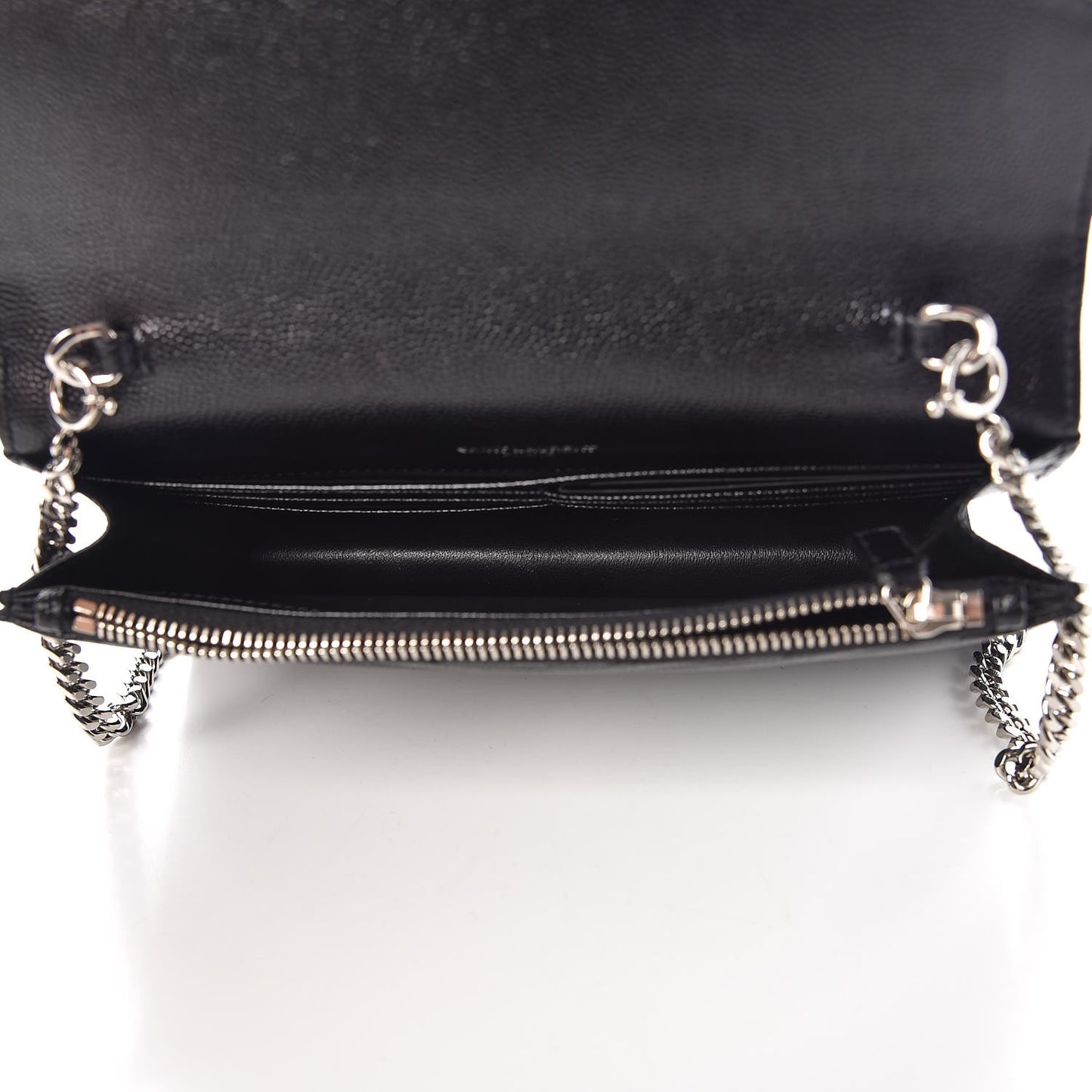 Grain De Poudre Matelasse Chevron Monogram Envelope Chain Wallet Black