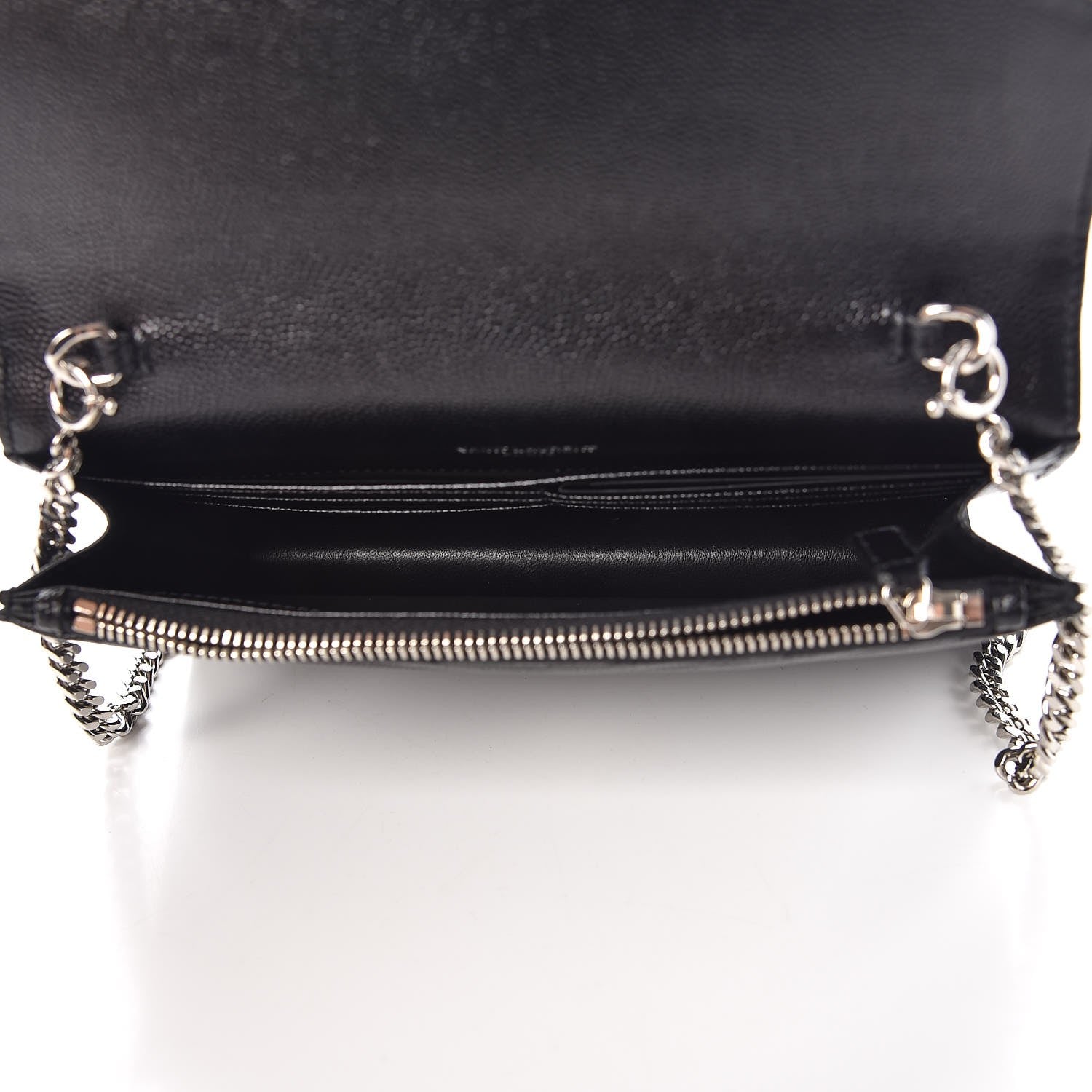 Saint Laurent Grain De Poudre Matelasse Chevron Monogram Envelope Chain Wallet Black 5 of 10