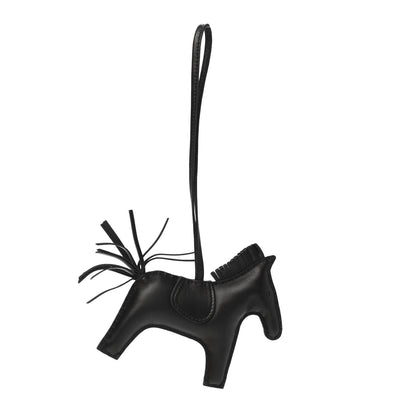 Hermes Milo Lambskin Grigri Rodeo Horse Bag Charm MM So Black 1 of 3