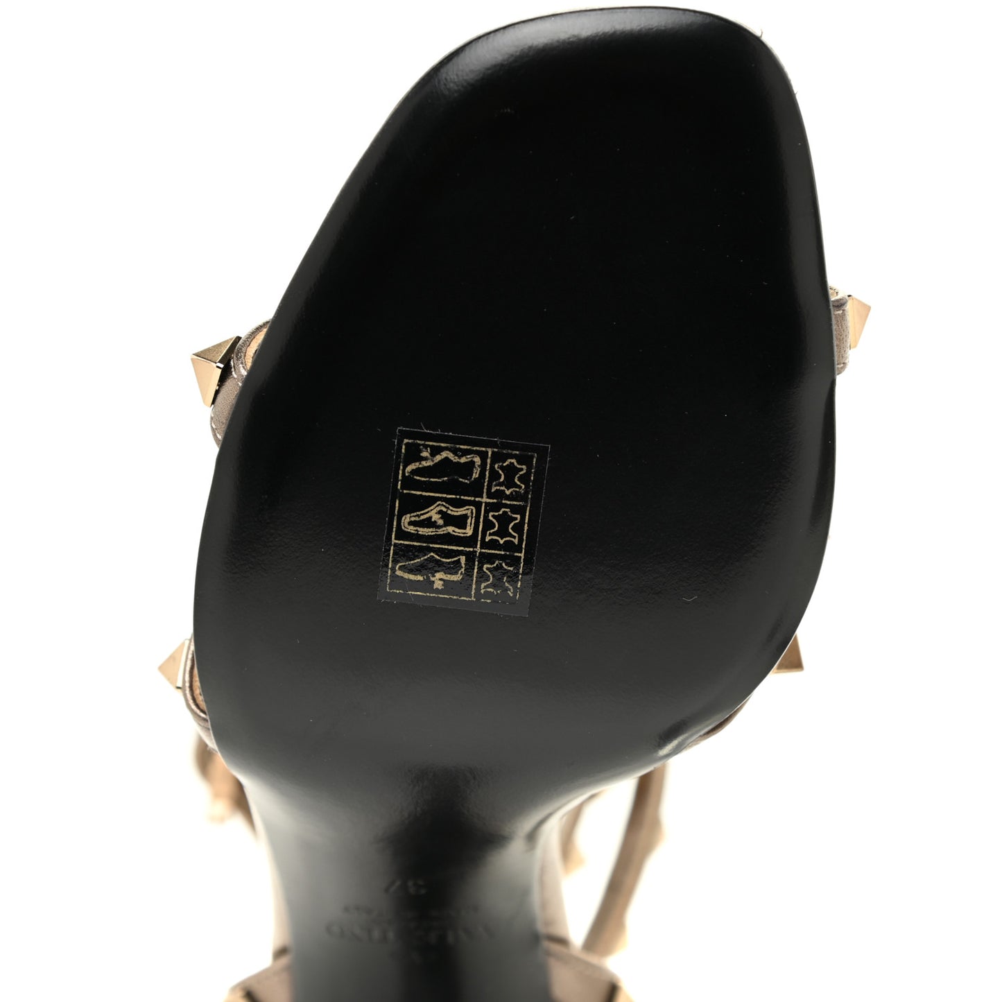 Metallic Nappa Rockstud Ankle Wrap 85mm Sandals 37 Sasso