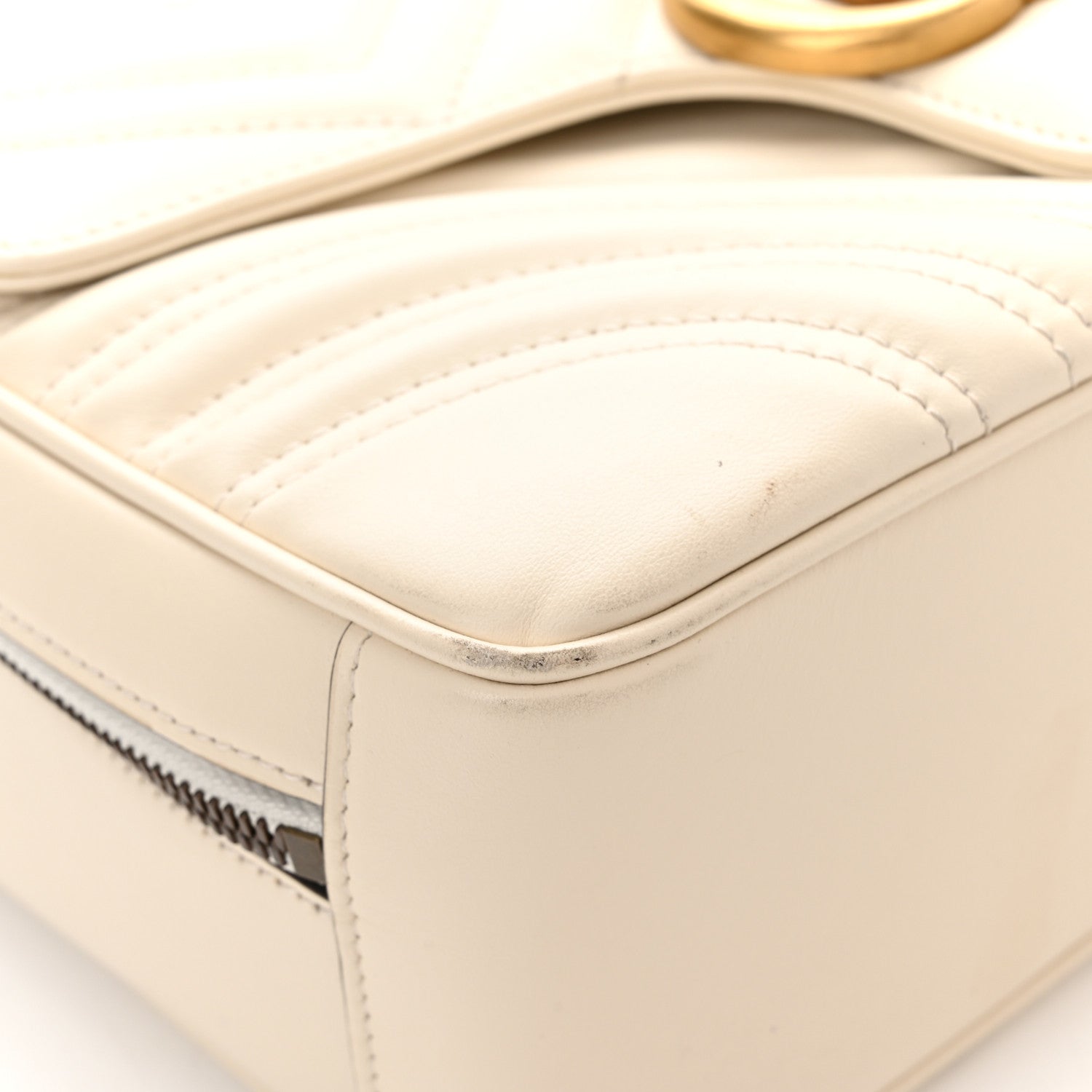 Gucci Calfskin Matelasse Sylvie Web Small GG Marmont Top Handle Shoulder Bag White 12 of 13