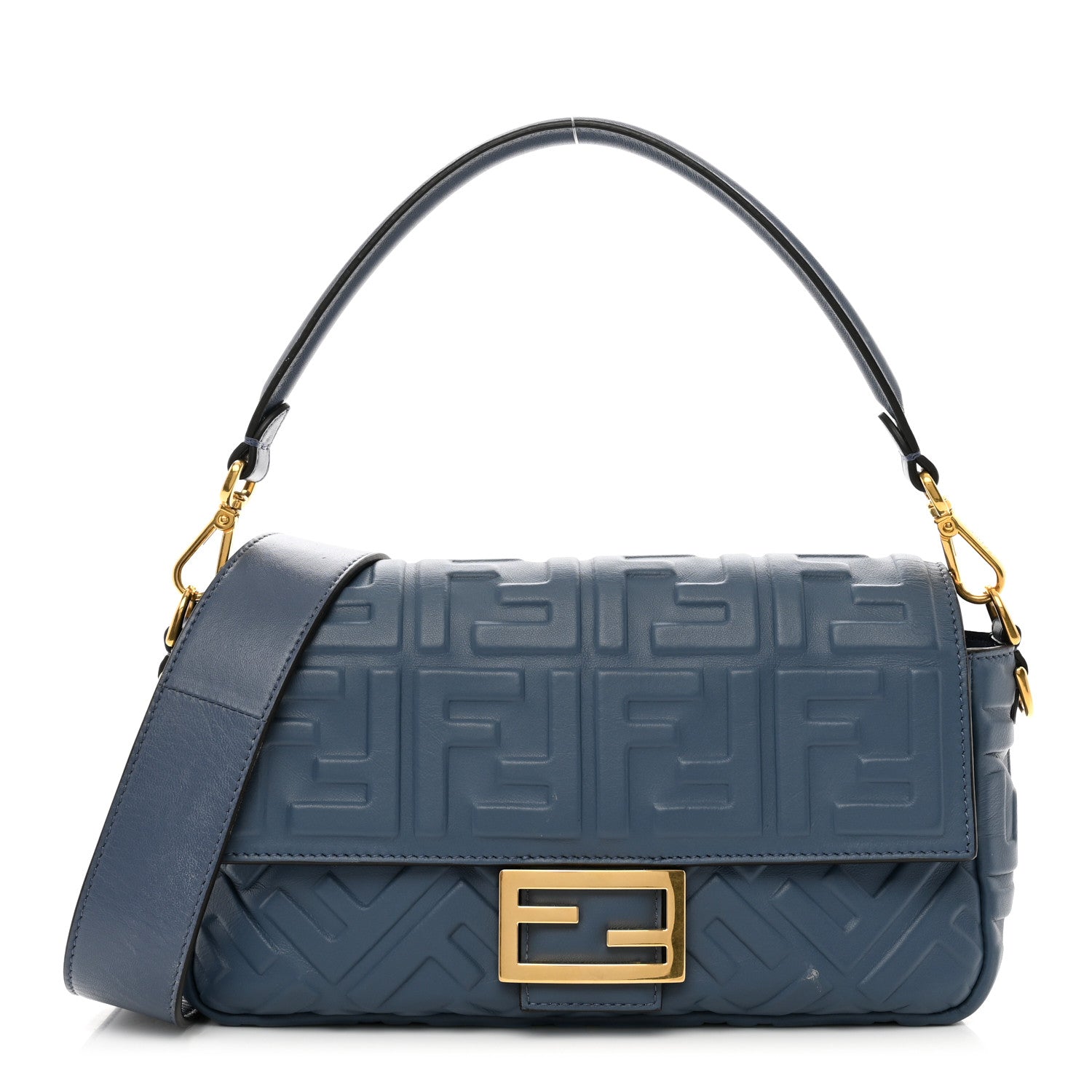 Fendi Nappa FF 1974 Embossed Baguette Mirto 1 of 11