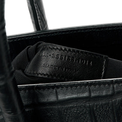 Saint Laurent Calfskin Crocodile Embossed Small Supple Sac de Jour Black 7 of 11