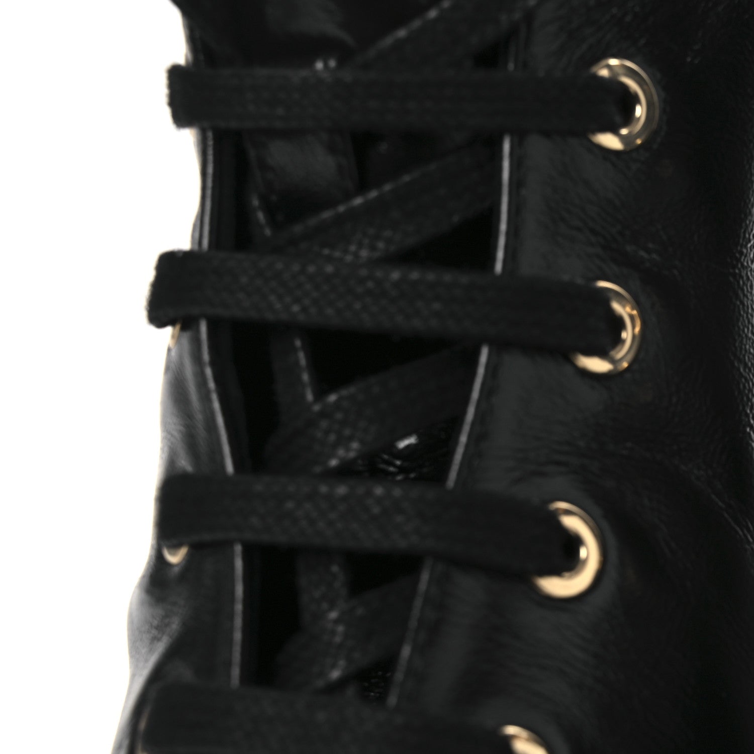Chanel Shiny Calfskin Patent Cap Toe Lace Up Combat Boots 38 Black 11 of 12