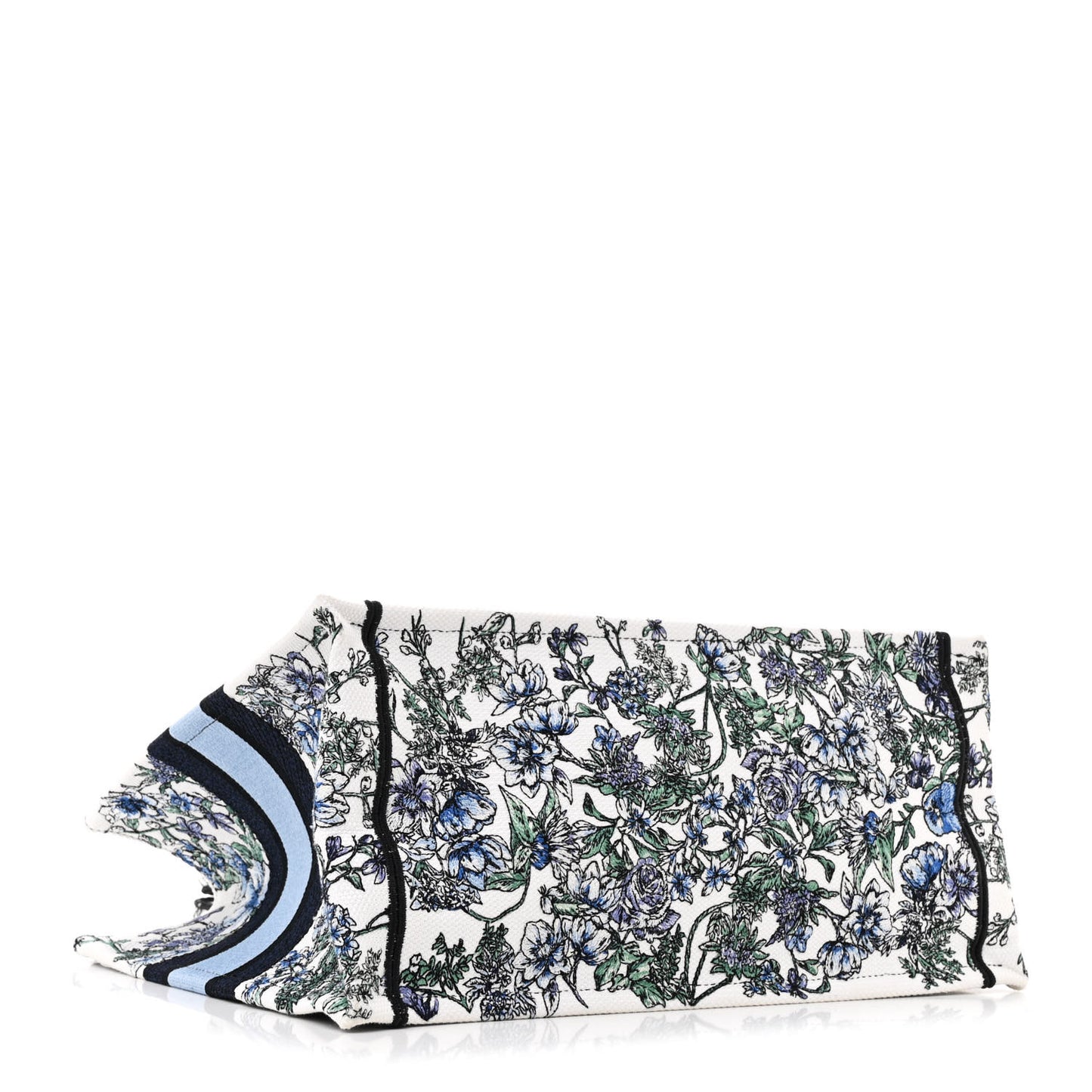 Canvas Embroidered Medium Flowers Book Tote Blue