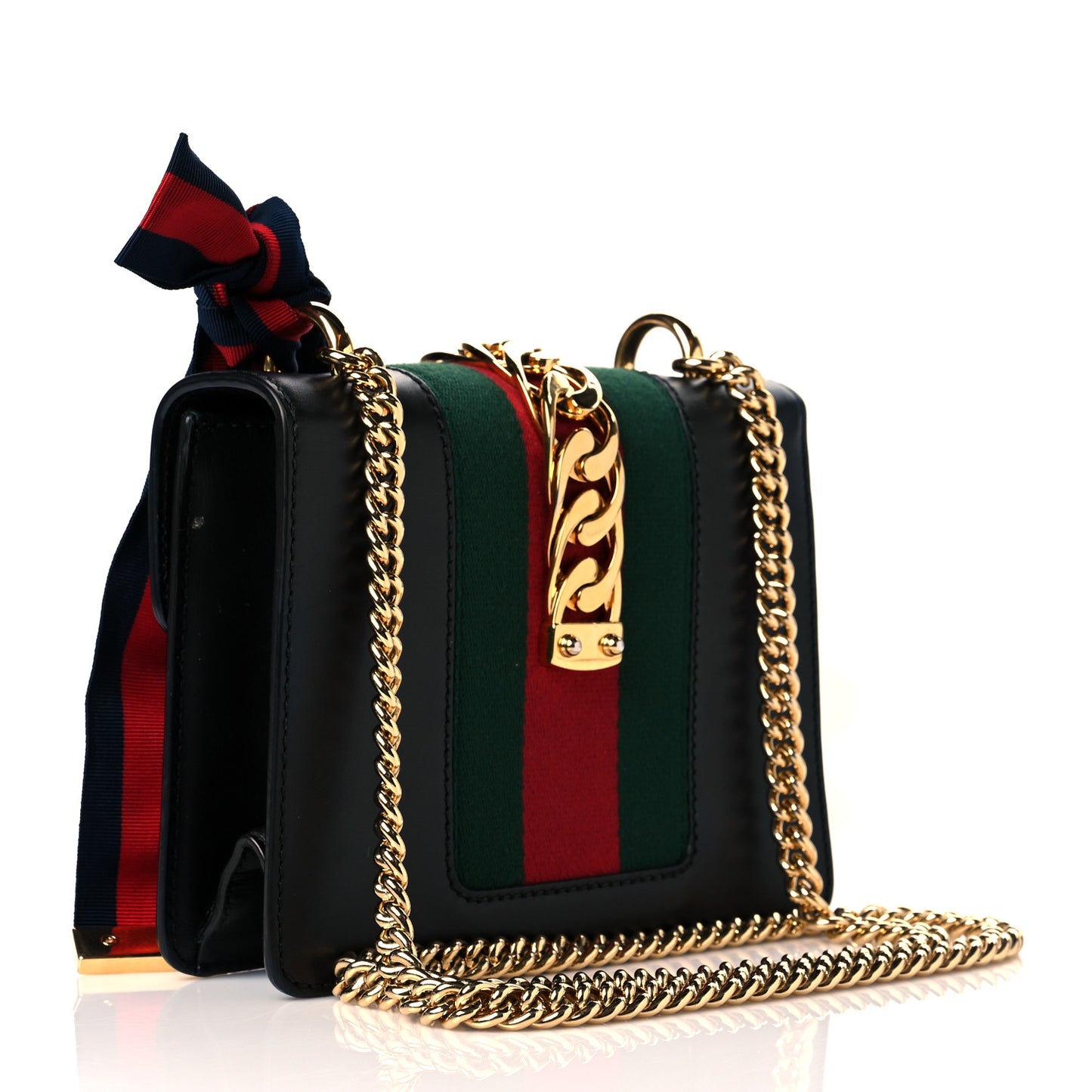 Calfskin Mini Sylvie Chain Shoulder Bag Black