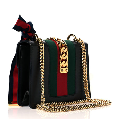 Gucci Calfskin Mini Sylvie Chain Shoulder Bag Black 3 of 13