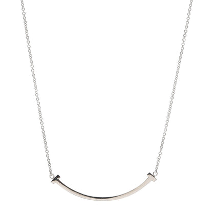 Tiffany 18K White Gold Small T Smile Pendant Necklace 1 of 6