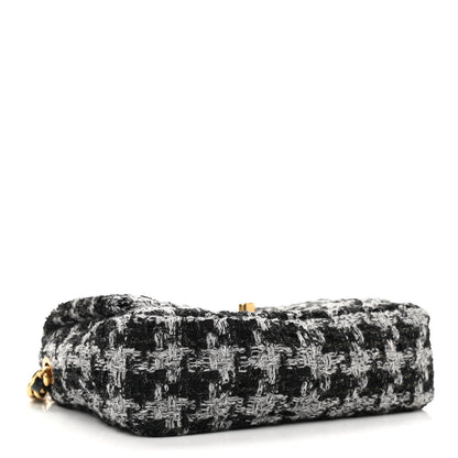 Chanel Wool Tweed Quilted Elegant Chain Flap Black Grey 4 of 11