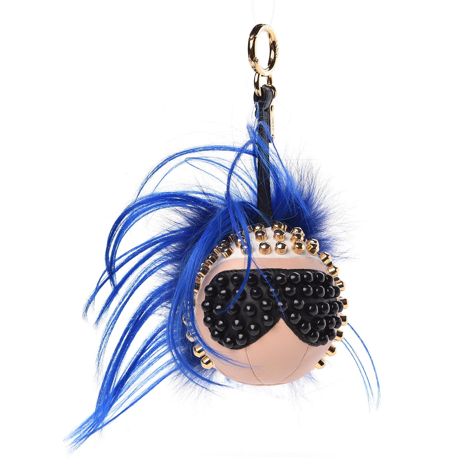Fendi Lambskin Goat Fur Studded Punkarlito Bag Charm Blue 1 of 4