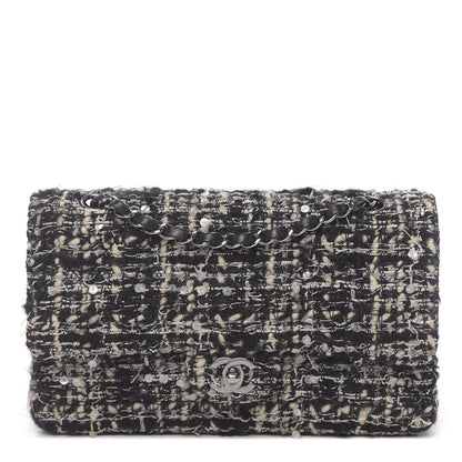 Chanel Tweed Sequin Quilted Medium Double Flap Black 1 of 13