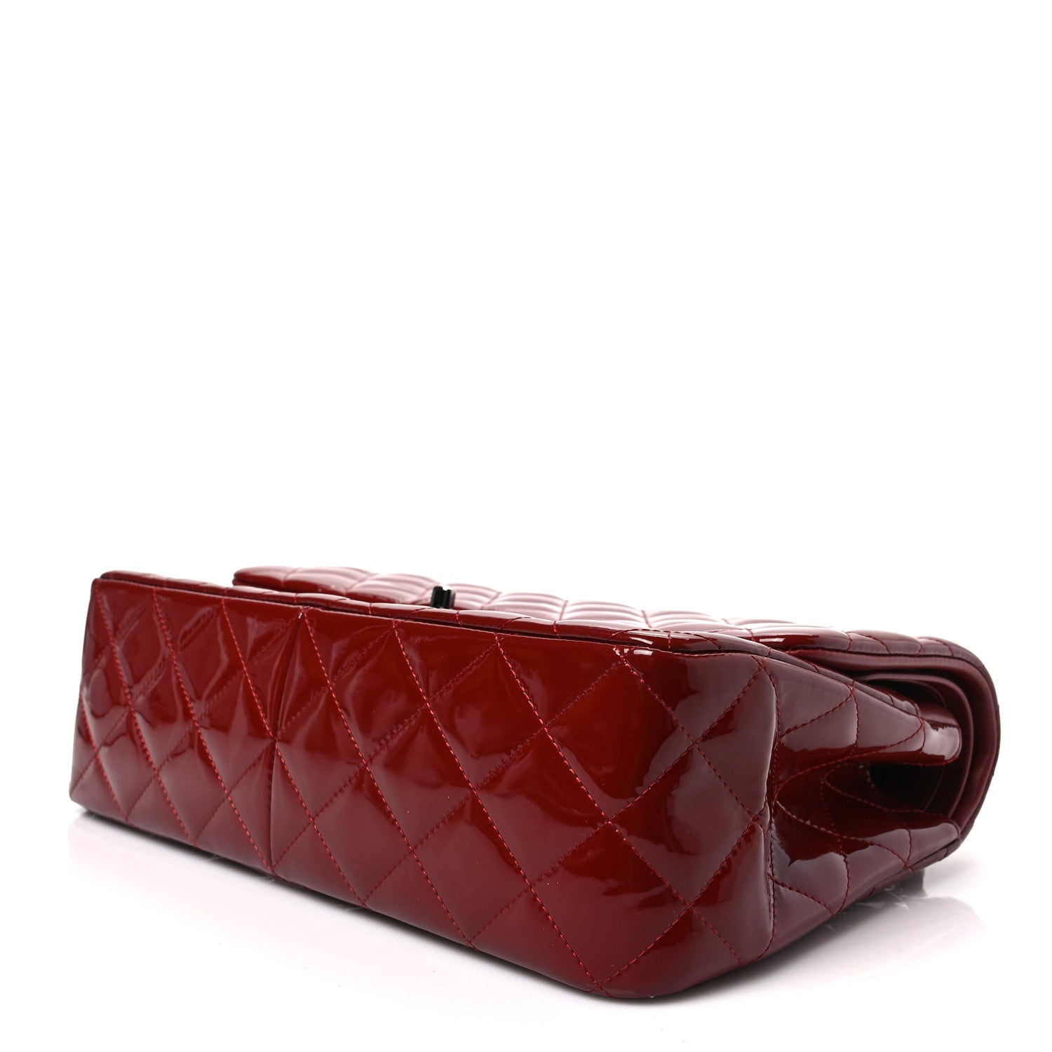Chanel Patent Quilted Jumbo Double Flap Dark Red 7 of 7