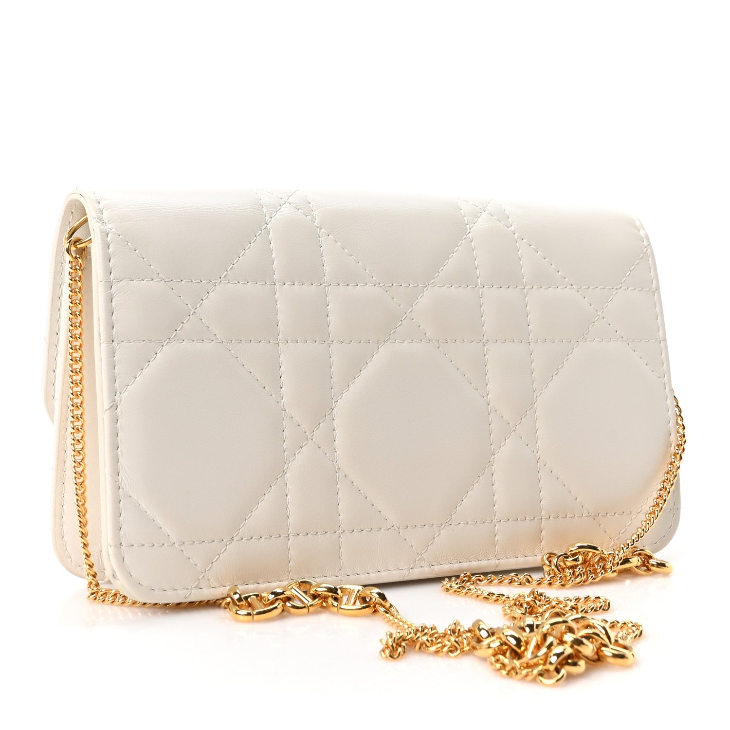 Christian Dior Lambskin Macrocannage Miss Caro Pouch With Chain White 2 of 9