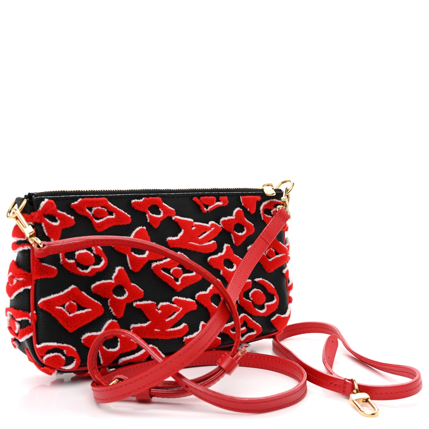 Louis Vuitton X UF Tufted Monogram Pochette Accessories Black Red 3 of 11