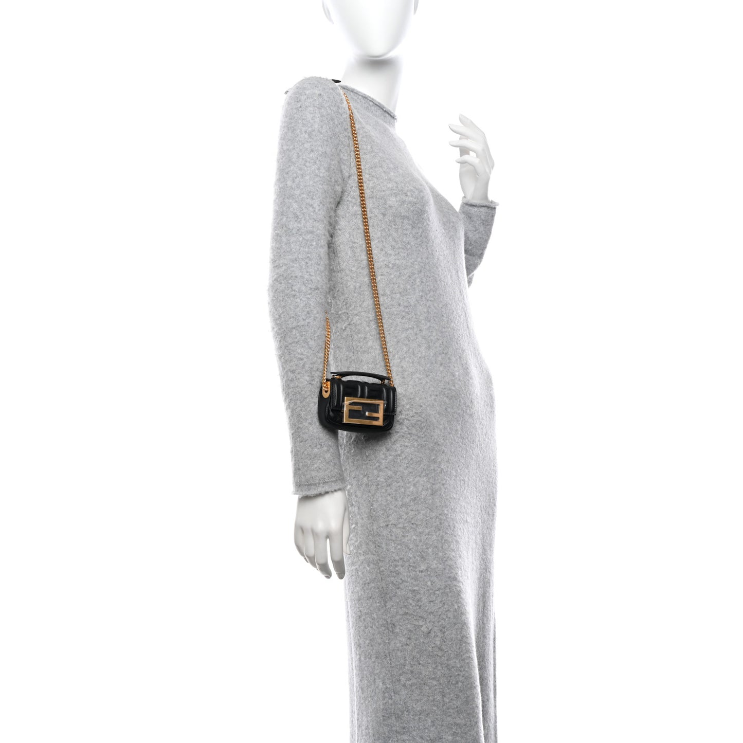 Nappa Matisse FF Embossed Nano Chain Baguette Black