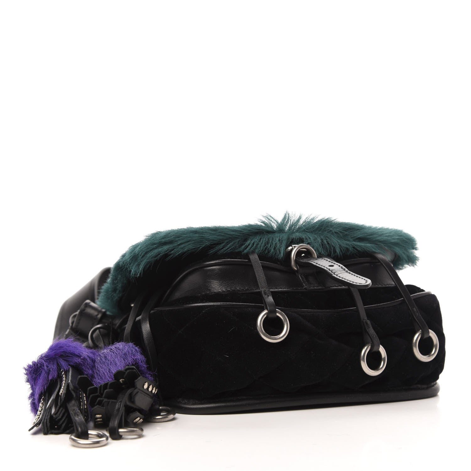 Prada Cavallino Velluto Corsaire Antic Crossbody Bag Biliardo Black 4 of 9