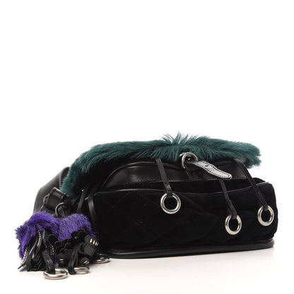 Prada Cavallino Velluto Corsaire Antic Crossbody Bag Biliardo Black 4 of 9