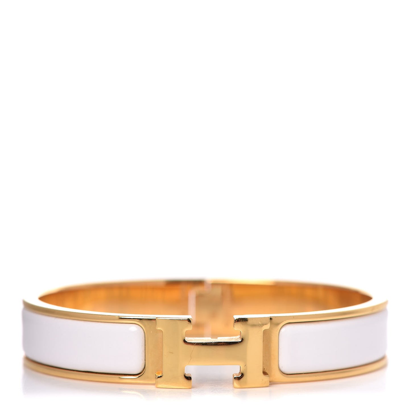 Enamel Narrow Clic Clac H Bracelet GM White