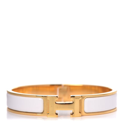 Hermes Enamel Narrow Clic Clac H Bracelet GM White 1 of 5