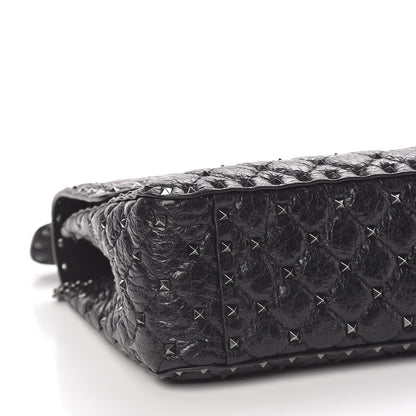 Valentino Garavani Craquele Nappa Large Rockstud Spike Shoulder Bag Black 8 of 10