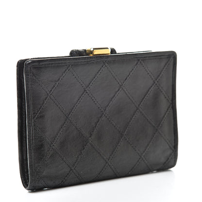 Chanel Lambskin Stitched Compact French Wallet Black 3 of 14