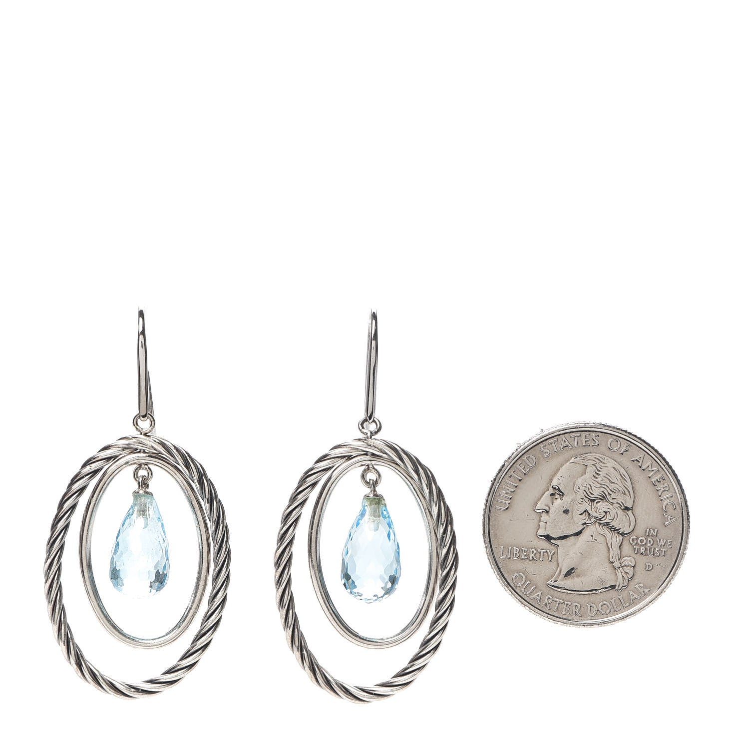 David Yurman Sterling Silver Blue Topaz Mobile Drop Earrings 2 of 5