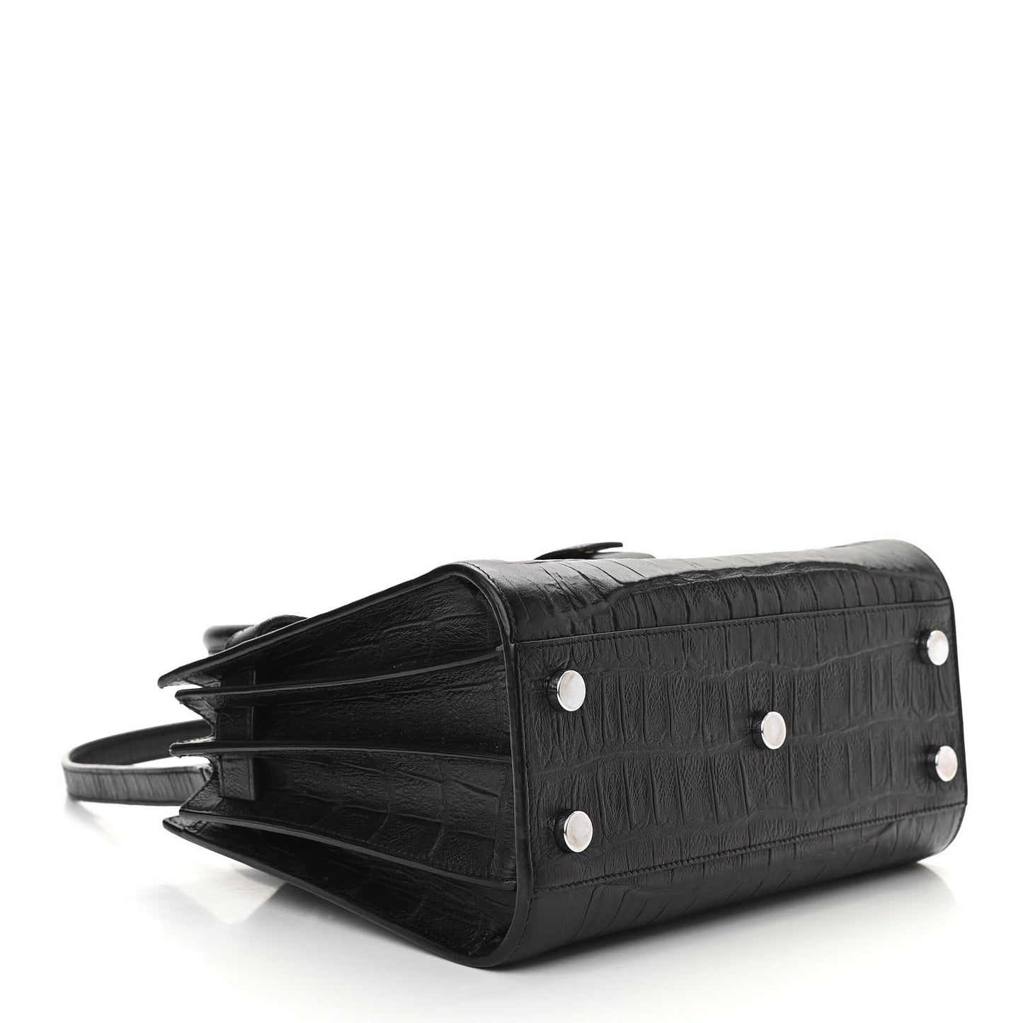 Calfskin Crocodile Embossed Nano Sac De Jour Black