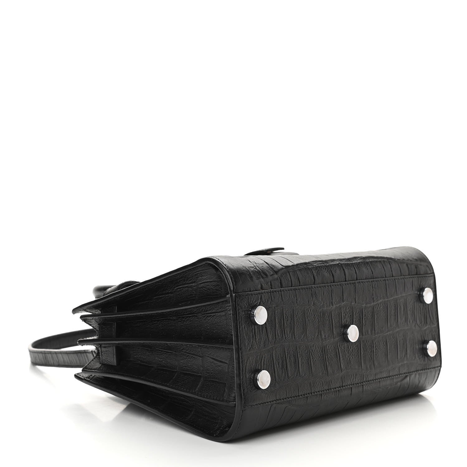 Saint Laurent Calfskin Crocodile Embossed Nano Sac De Jour Black 4 of 13