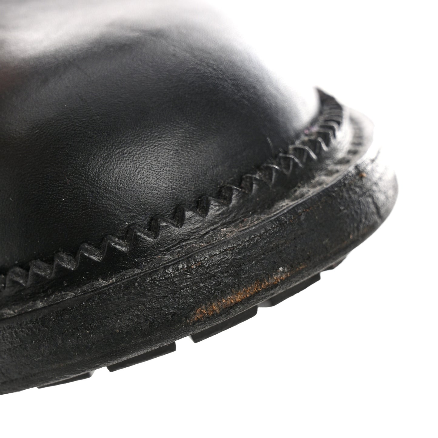 Shiny Goatskin Calfskin Quilted Lace Up Combat Boots 40 Black