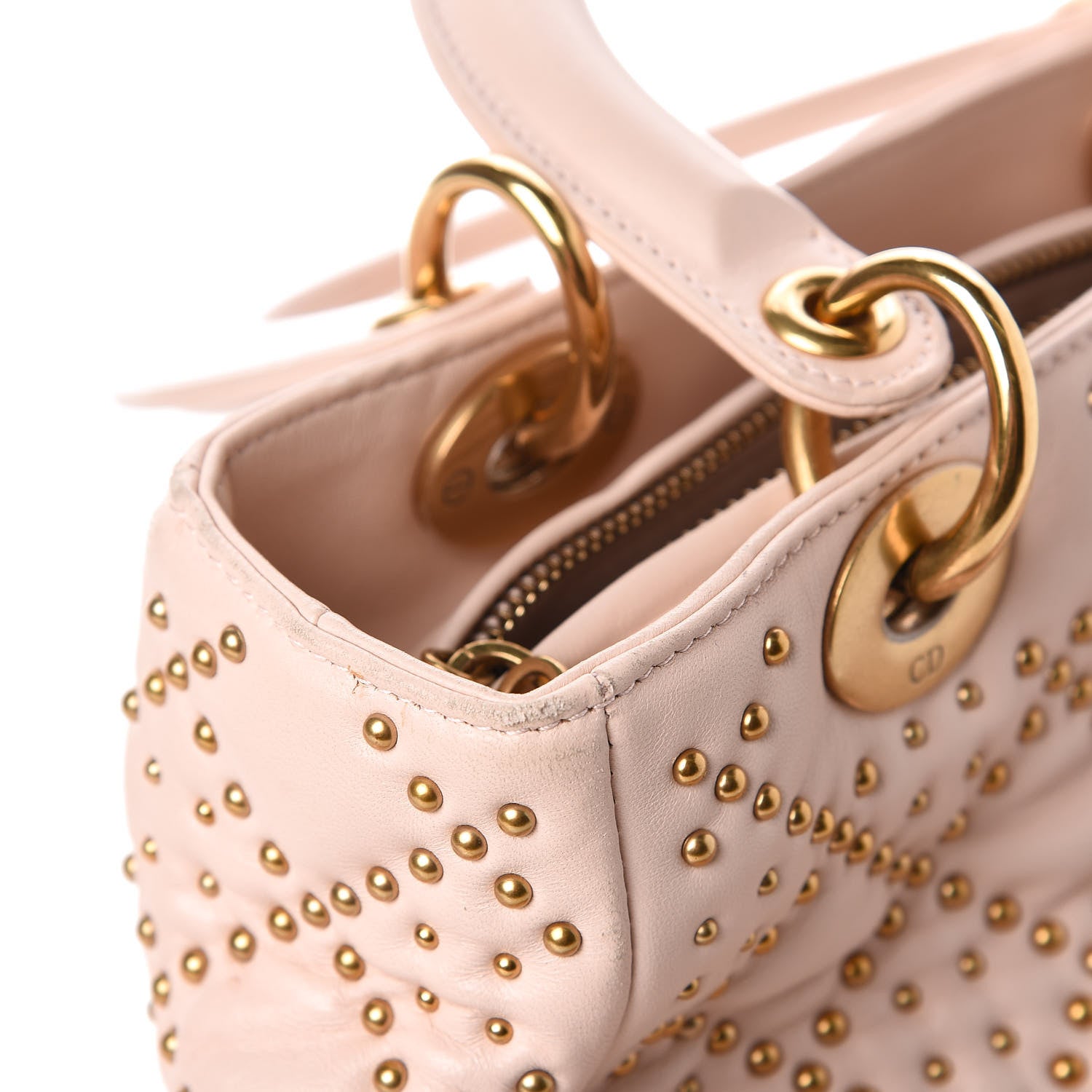 Christian Dior Calfskin Cannage Studded Medium Supple Lady Dior Light Pink 11 of 12