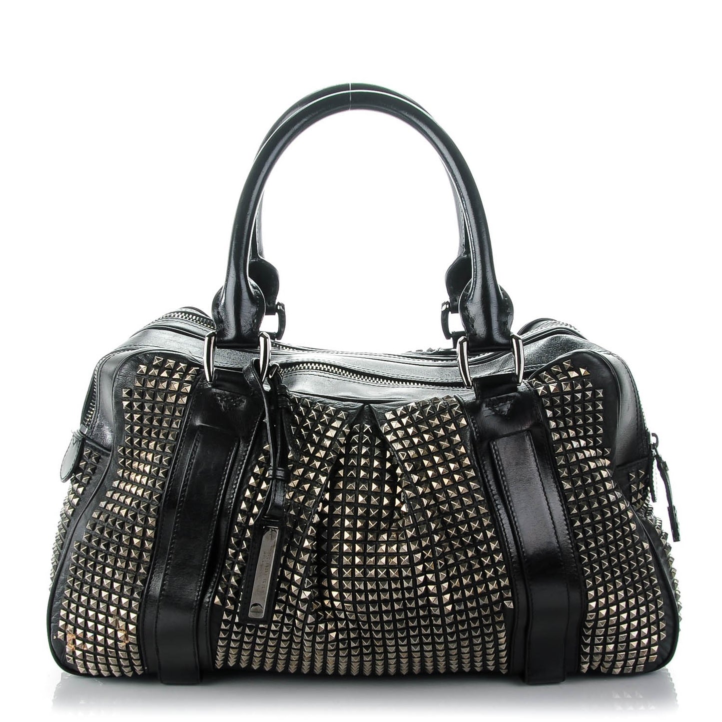 Prorsum Calfskin Studded Knight Satchel Black