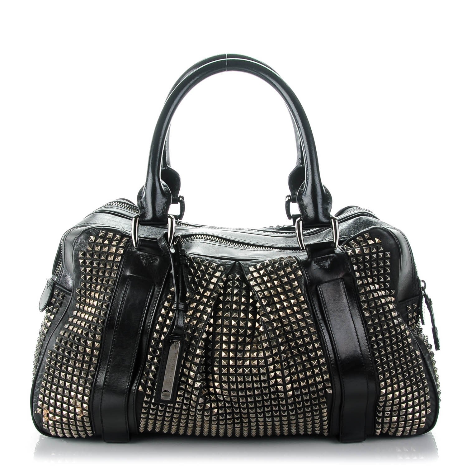 Burberry Prorsum Calfskin Studded Knight Satchel Black 1 of 8