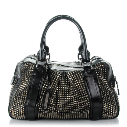 Burberry Prorsum Calfskin Studded Knight Satchel Black 1 of 8