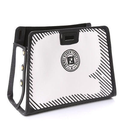 Fendi X JOSHUA VIDES Coated Canvas Mini Peekaboo Defender Cover White Black 3 of 10