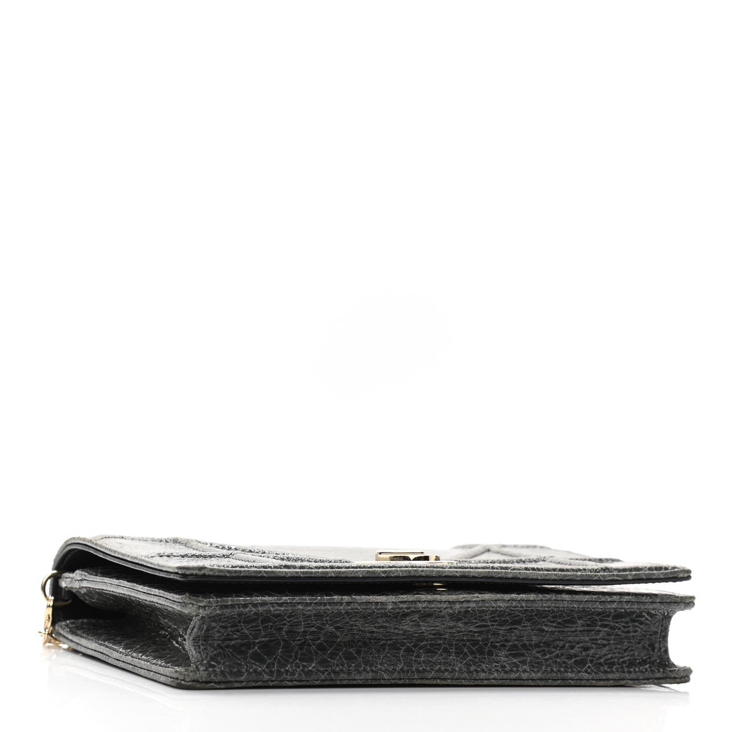 Christian Dior Ceramic Effect Deerskin Bag Wallet on Chain Dark Grey 4 of 9