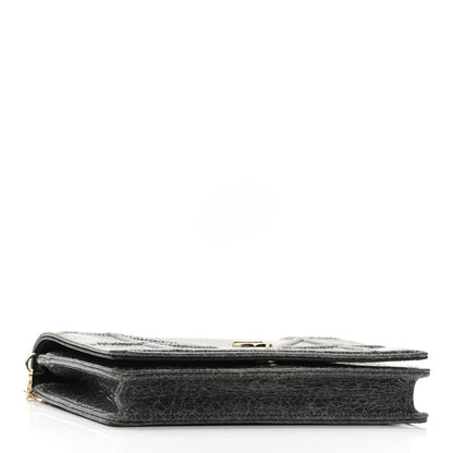 Christian Dior Ceramic Effect Deerskin Bag Wallet on Chain Dark Grey 4 of 9